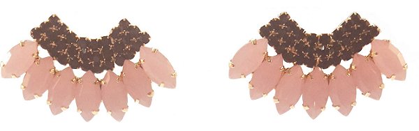 Brinco ear cuff navete de duas cores