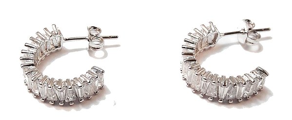 Brinco meia argola zircônia