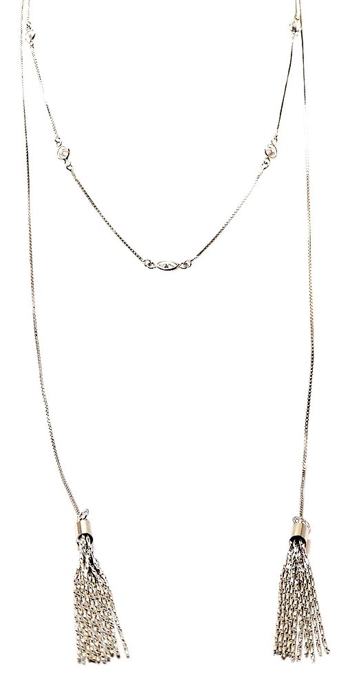 Colar franjas ródio zircônia