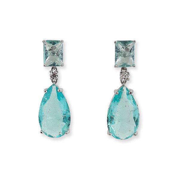 Brinco gota zircônia azul fusion festa