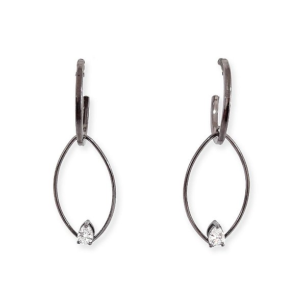 Brinco comprido  gotas ródio negro