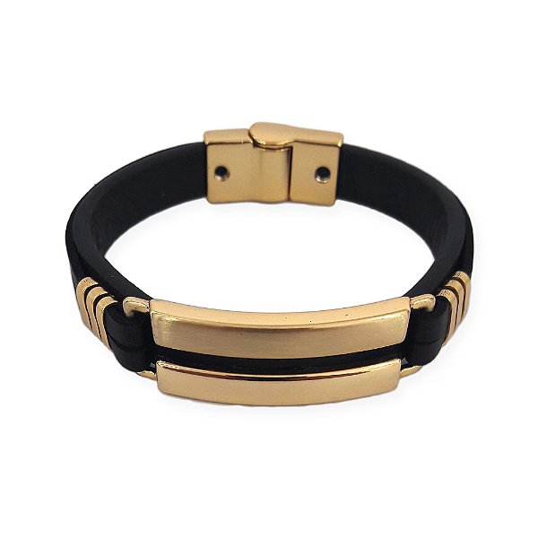Pulseira masculina Enrico com banho de ouro 18K