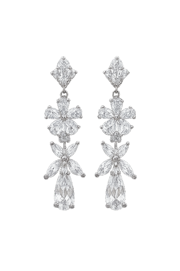 Brinco Festa Flor Cravejado em Ródio