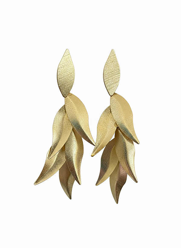 Brinco Folhas com Banho Ouro 18K