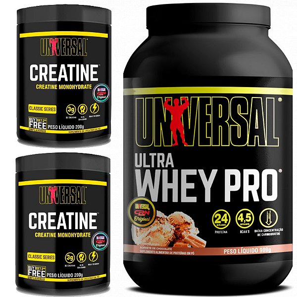 COMBO CREATINA 400G + ULTRA WHEY PRO 900G CHOCOLATE - UNIVERSAL NUTRITION