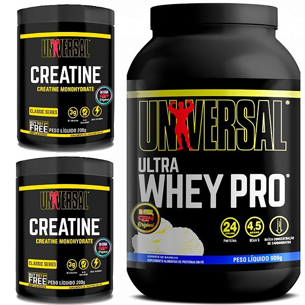 COMBO CREATINA 400G + ULTRA WHEY PRO 900G BAUNILHA - UNIVERSAL NUTRITION