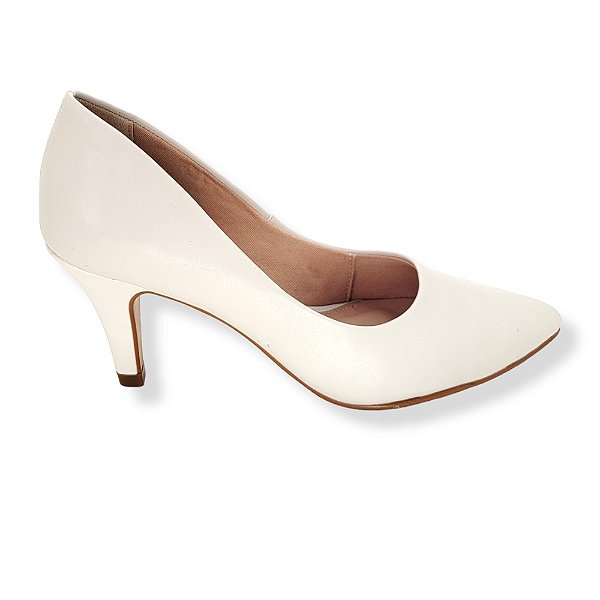 SCARPIN FEMININO SALTO MÉDIO OFF-WHITE