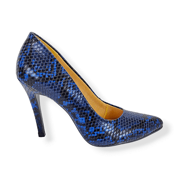 SCARPIN SALTO ALTO VERNIZ COBRA - AZUL