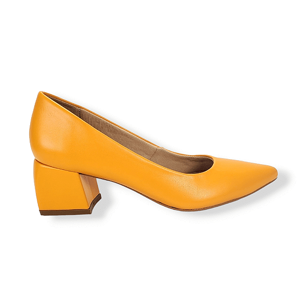 SCARPIN FEMININO SALTO MÉDIO BLOCO - LARANJA
