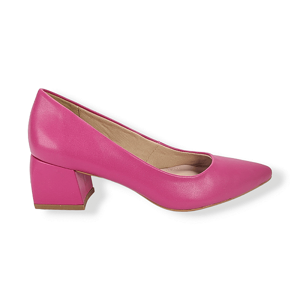 SCARPIN FEMININO SALTO MÉDIO BLOCO - NAPA PINK