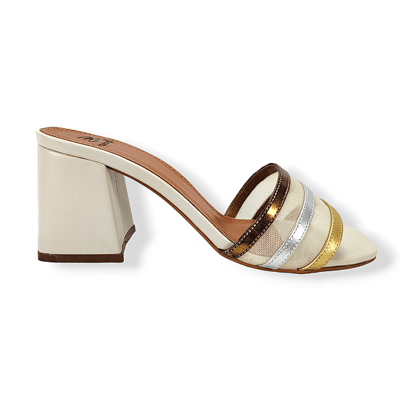 TAMANCO ZOE SALTO MÉDIO TELA - OFF-WHITE