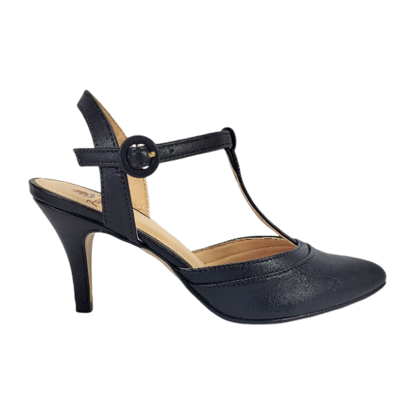 SCARPIN SALTO MEDIO COM FIVELA PRETO