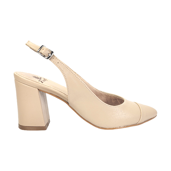 SCARPIN SLINGBACK SALTO BLOCO NUDE