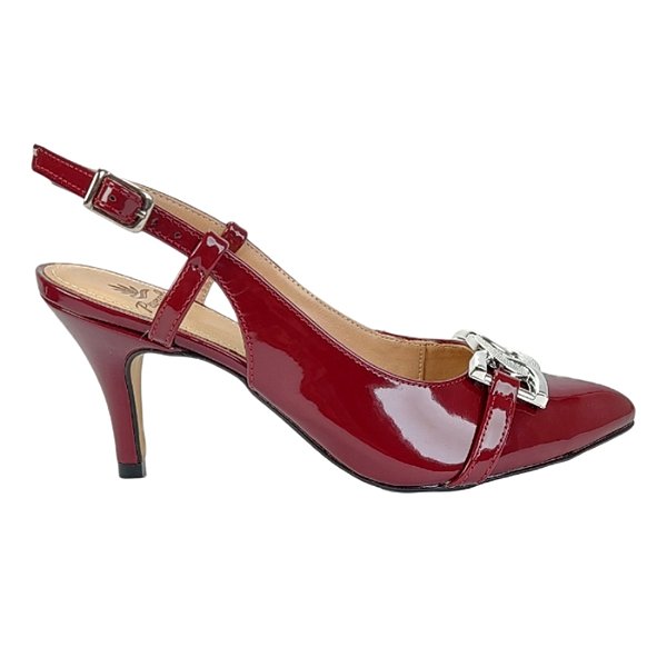 SCARPIN SLINGBACK SALTO FINO  VZ VERMELHO BORDO