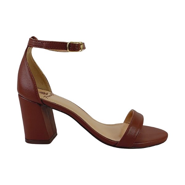 SANDALIA SALTO GROSSO MEDIO MARROM