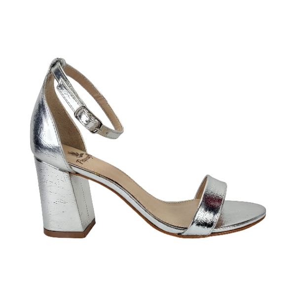 SANDÁLIA SALTO GROSSO MÉDIO - PRATA