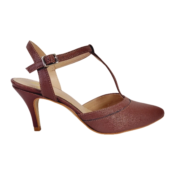 SCARPIN SALTO MEDIO COM FIVELA - MARROM