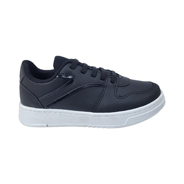Tenis Feminino Preto Solado Branco - Tamanho 30-31-32-33