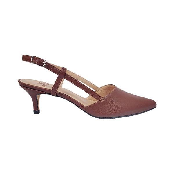 Scarpin Sling Back Marrom Salto Baixo - Numeração 30, 31, 32 e 33