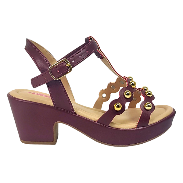 Sandália Meia Pata Marsala com Tachas Douradas Tamanho 30, 31, 32, 33