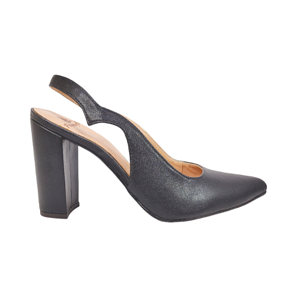 Slingback Preto Salto Alto Bloco Vivi - Tam. 30, 31, 32 e 33