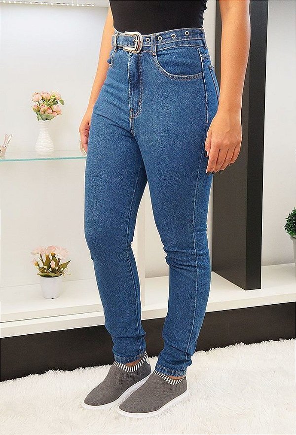 Calça Jeans Mom com Cinto 7103 Gringa
