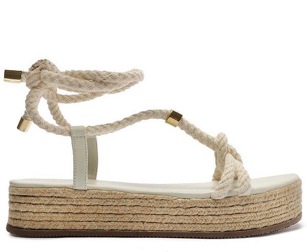 Sandália Flatform Amarração Branca Paloma Corda C 30122 0074 0001 Anacapri