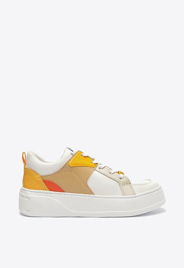 Tênis Couro Branco Laranja S 21445 0018 0004 Schutz