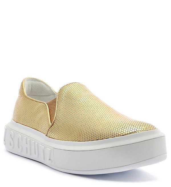 Tênis Slip On Couro Dourado s 20920 0005 0017 Schutz