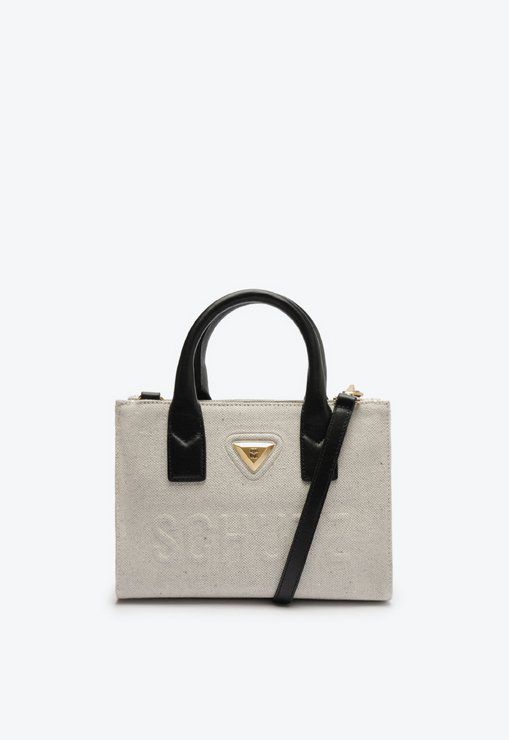 BOLSA TOTE SCHUTZ OFF WHITE E PRETA S 50010 0486 0001 SCHUTZ