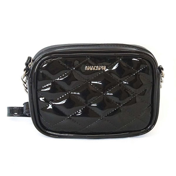 BOLSA TIRACOLO PRETA MATELASSE VERNIZ C 50001 0123 0001 ANACAPRI