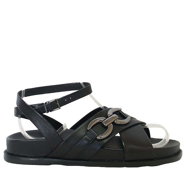 PAPETE FIVELA PRETO TIRAS EM X DET PRATA S 21564 0214 0003 SCHUTZ