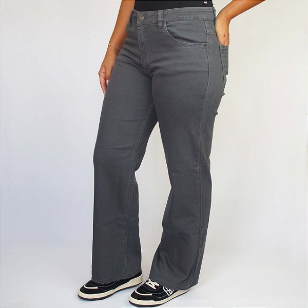 CALÇA JEANS WIDE CINZA 201147 REVANCHE