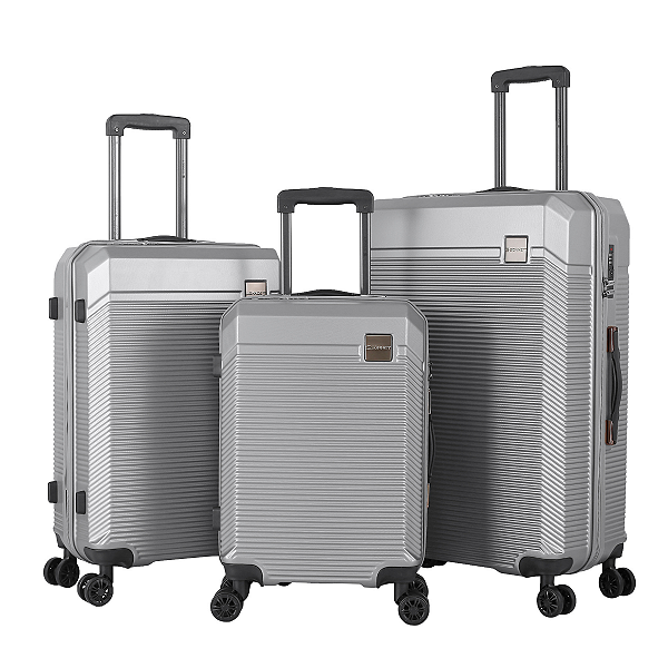 CONJUNTO 3 MALAS DE VIAGEM TAMANHO P M G ABS 360° CADEADO EMBUTIDO