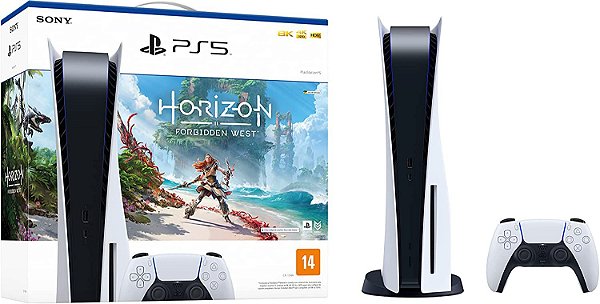 PlayStation 5 PS5 825GB 1 Controle Branco Sony - com Horizon Forbidden West