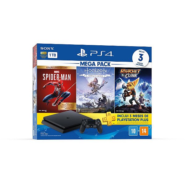 Playstation 4 Slim 1TB Bundle Hits V15 3 Jogos e PSN