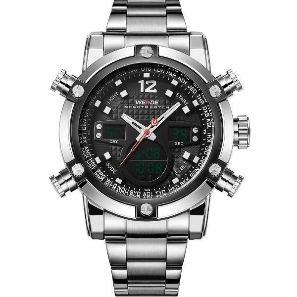 Relógio Masculino Weide AnaDigi WH-5205 - Prata e Preto