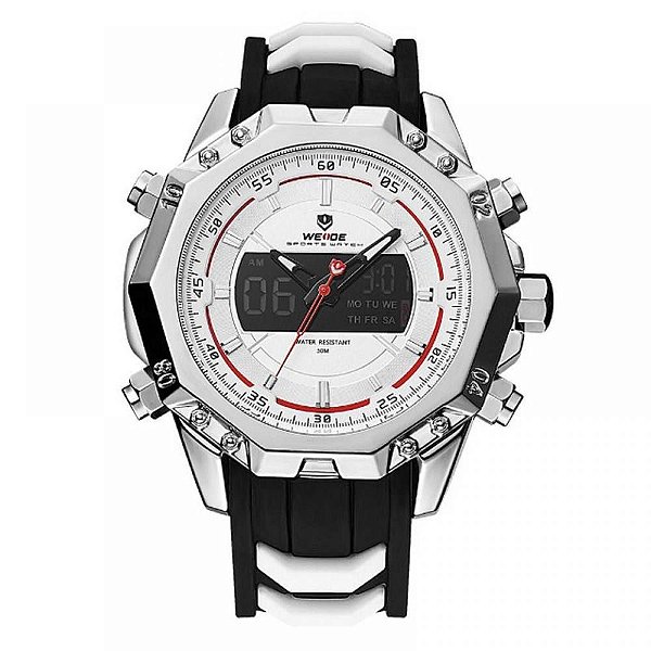Relógio Masculino Weide AnaDigi WH-6406 - Prata, Preto e Branco