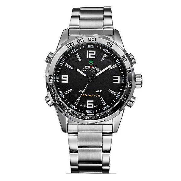 Relógio Masculino Weide AnaDigi WH-1009 - Prata e Preto