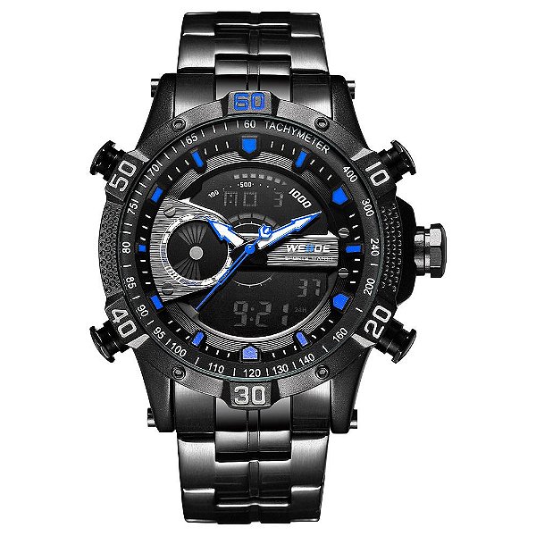 Relógio Masculino Weide AnaDigi WH6902B - Preto e Azul