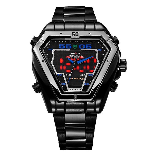 Relógio Masculino Weide AnaDigi WH1102B - Preto e Azul