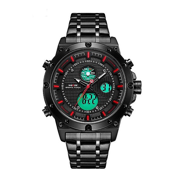 Relógio Masculino Weide AnaDigi WH6906B - Preto e Vermelho