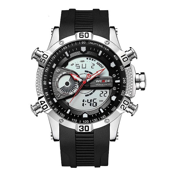 Relógio Masculino Weide AnaDigi WH6902 - Prata e Preto