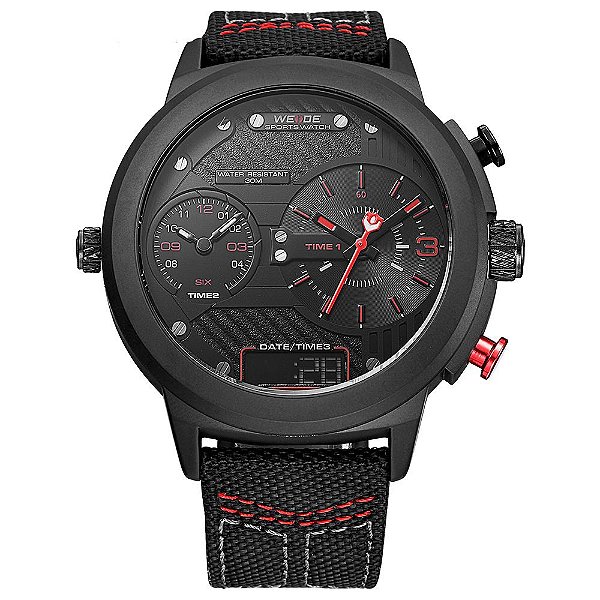 Relógio Masculino Weide AnaDigi WH6405B - Preto e Vermelho