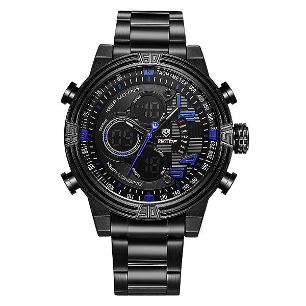 Relógio Masculino Weide AnaDigi WH5209B - Preto e Azul