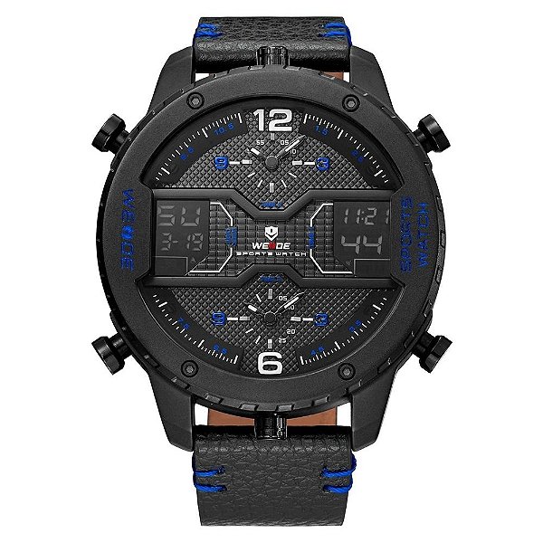 Relógio Masculino Weide AnaDigi WH6401B Preto e Azul