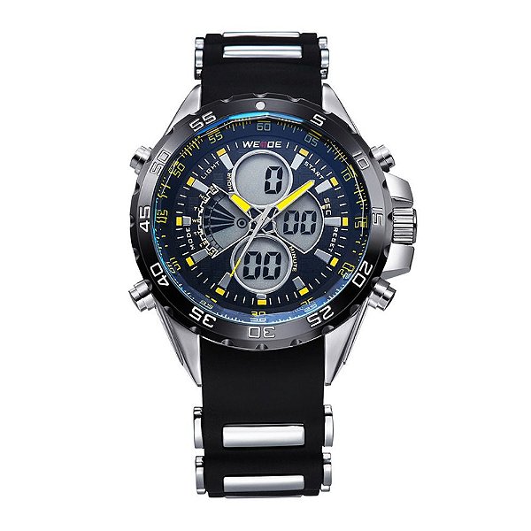 Relógio Masculino Weide AnaDigi WH-1103 - Preto e Amarelo