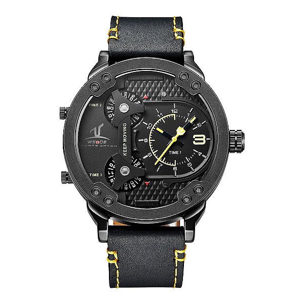Relógio Masculino Weide Analógico UV1506B Preto e Amarelo