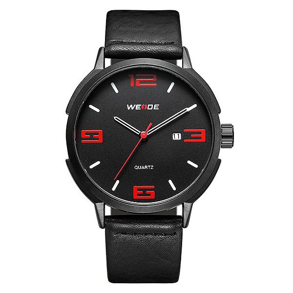 Relógio Masculino Weide Analógico WD004B Preto e Vermelho