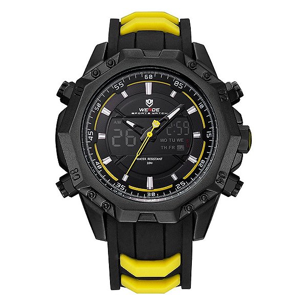 Relógio Masculino Weide AnaDigi WH6406B - Preto e Amarelo